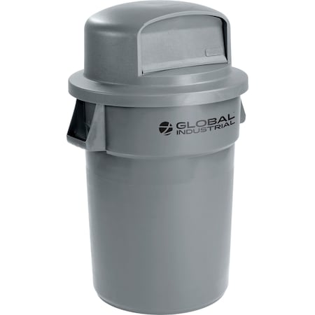 Global Industrial Plastic Trash Can with Dome Lid, 44 Gallon Gray 240462GYD